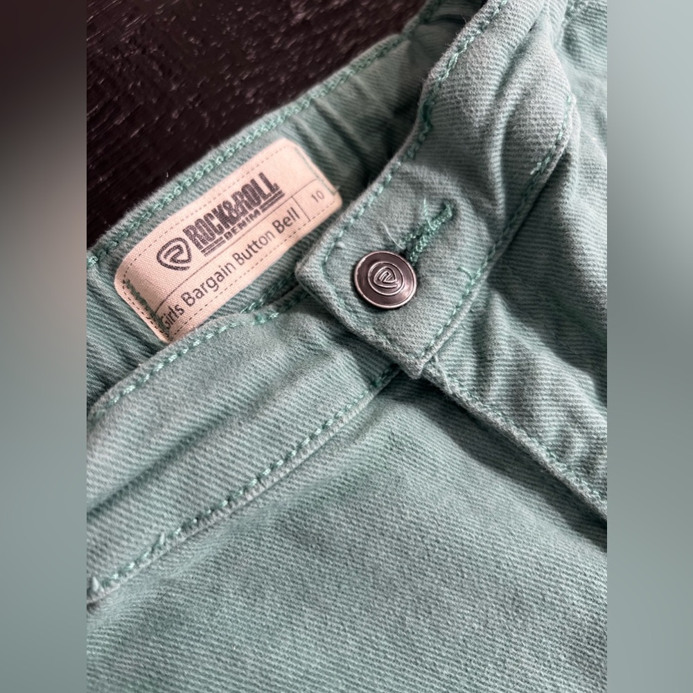 Light green rock & roll bell bottoms